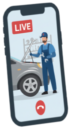 Cell Phone Showing Live call with car savvy trained inspector.